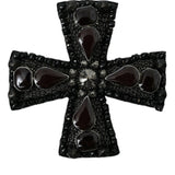 Dolce & Gabbana Black Crystals Alua Embellished Cross Pin Brooch-Modeoutlet