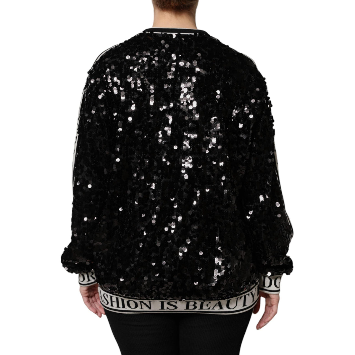 Dolce & Gabbana Black DG Queen Sequin Pullover Sweater