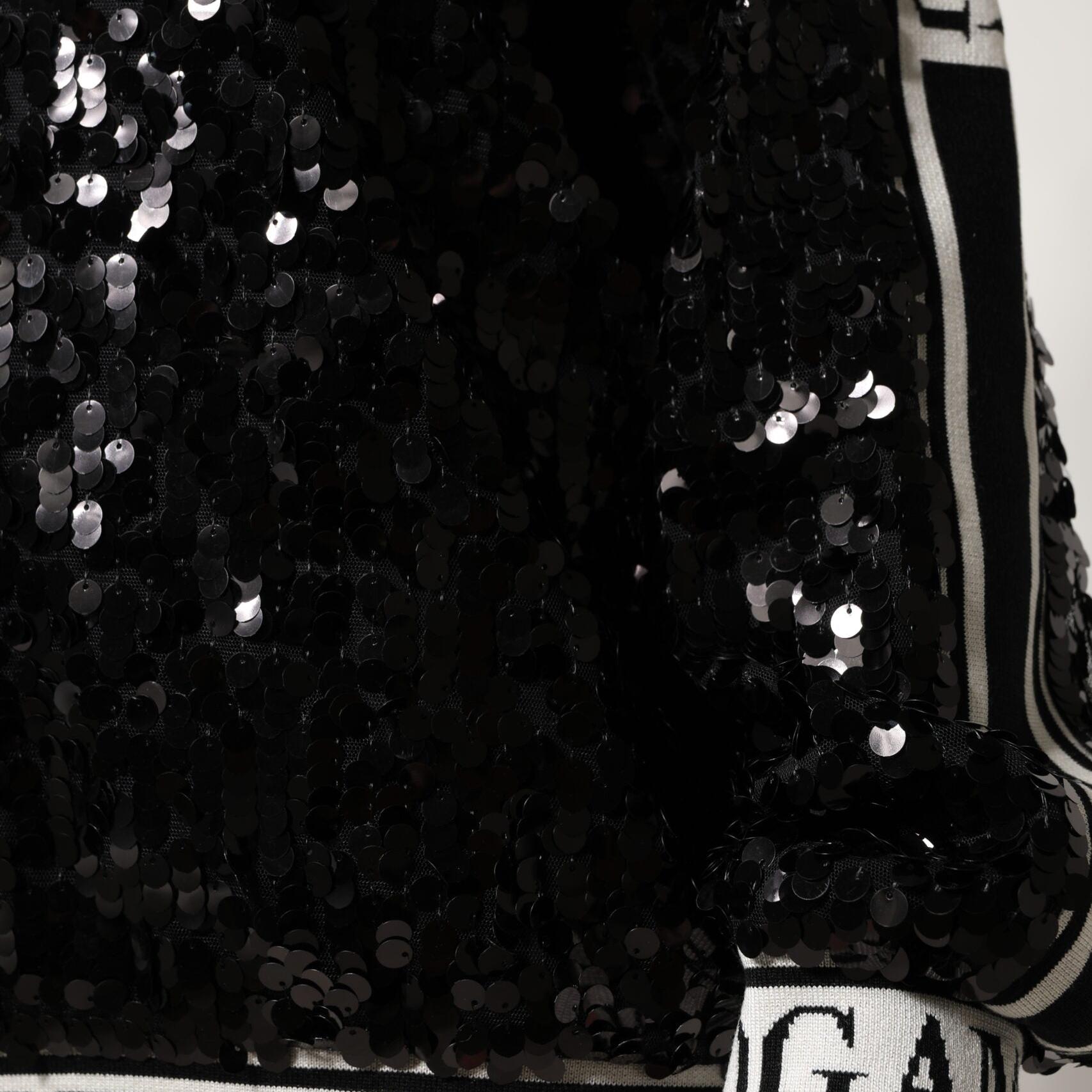 Dolce & Gabbana Black DG Queen Sequin Pullover Sweater