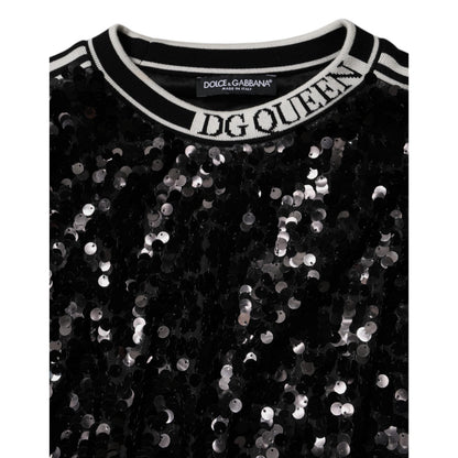 Dolce & Gabbana Black DG Queen Sequin Pullover Sweater