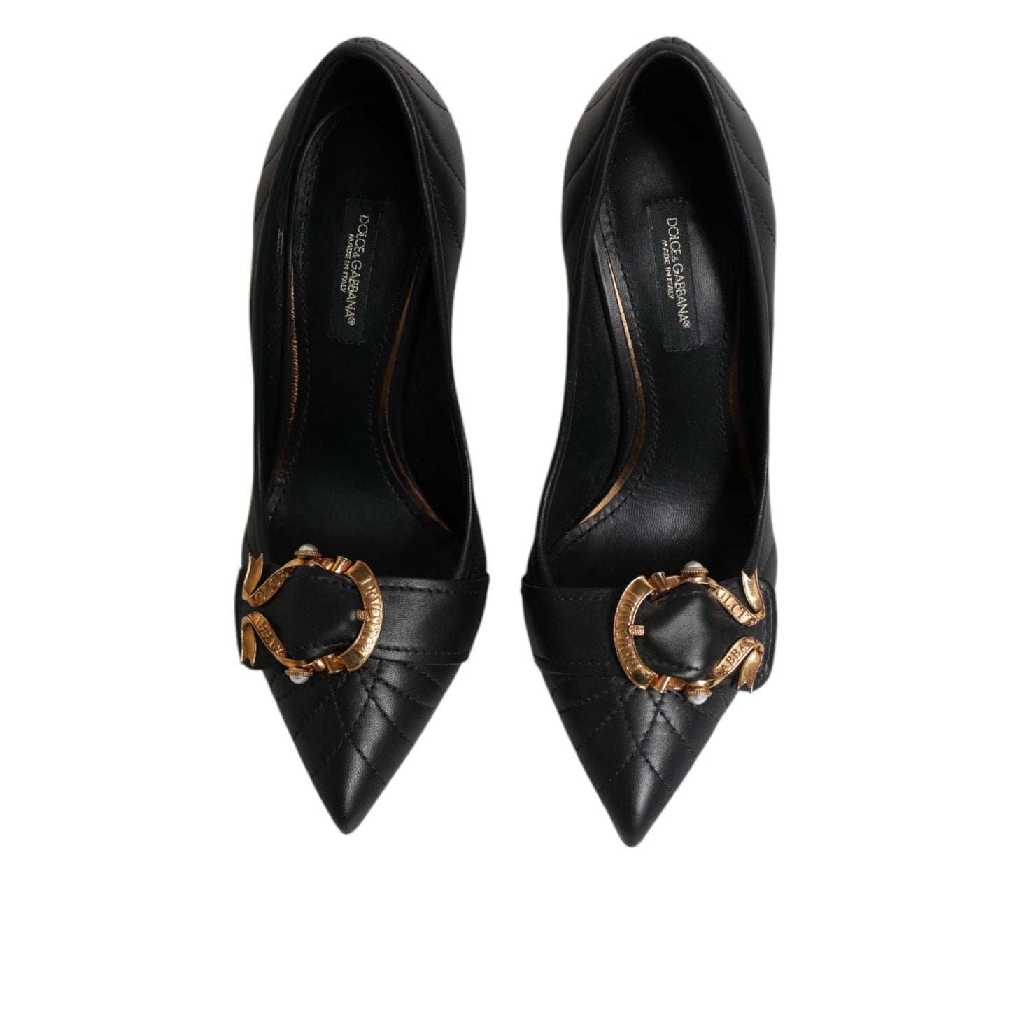 Dolce & Gabbana Black Devotion Leather Heels Pumps Shoes
