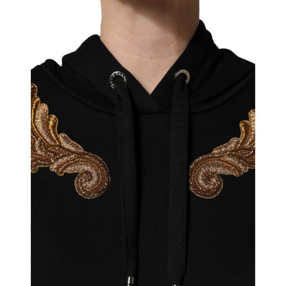 Dolce & Gabbana Black Embroidered Tassel Hooded Sweatshirt Sweater