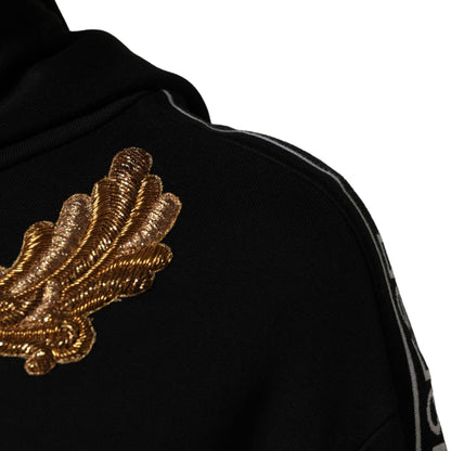 Dolce & Gabbana Black Embroidered Tassel Hooded Sweatshirt Sweater