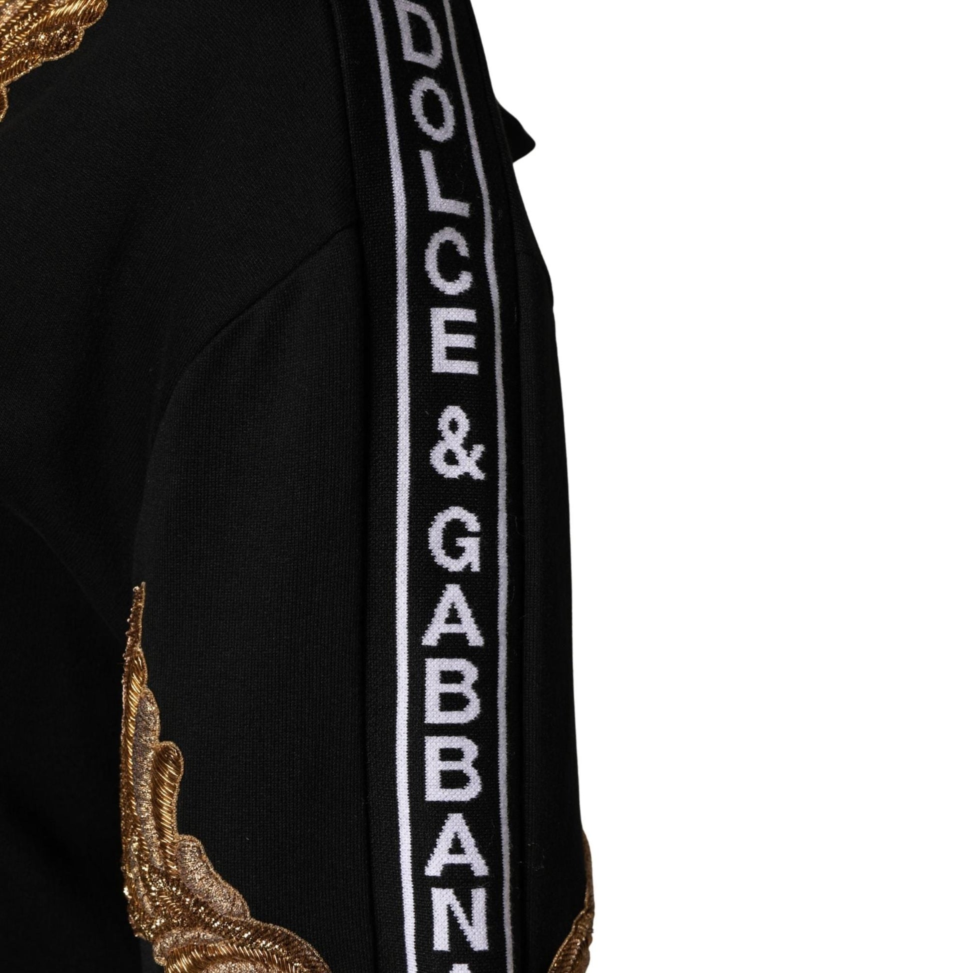 Dolce & Gabbana Black Embroidered Tassel Hooded Sweatshirt Sweater