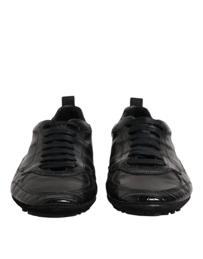 Dolce & Gabbana Black Exotic Leather Low Top Sneakers Shoes