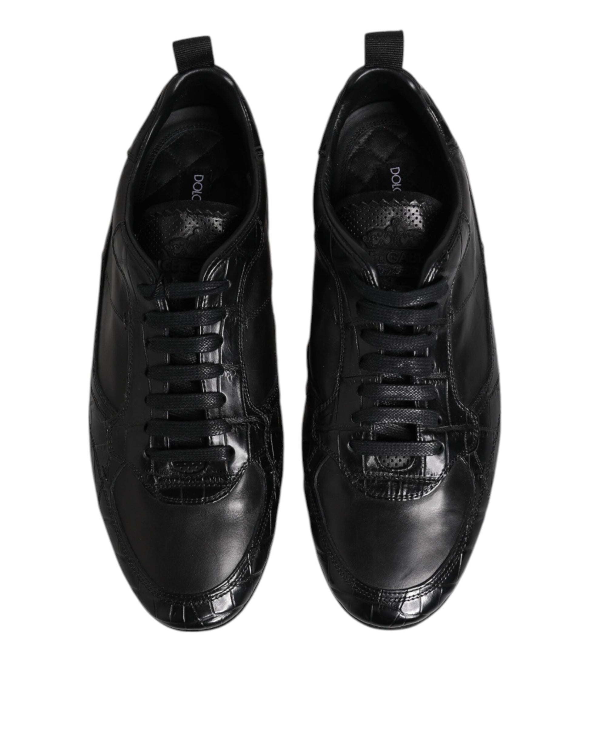 Dolce & Gabbana Black Exotic Leather Low Top Sneakers Shoes
