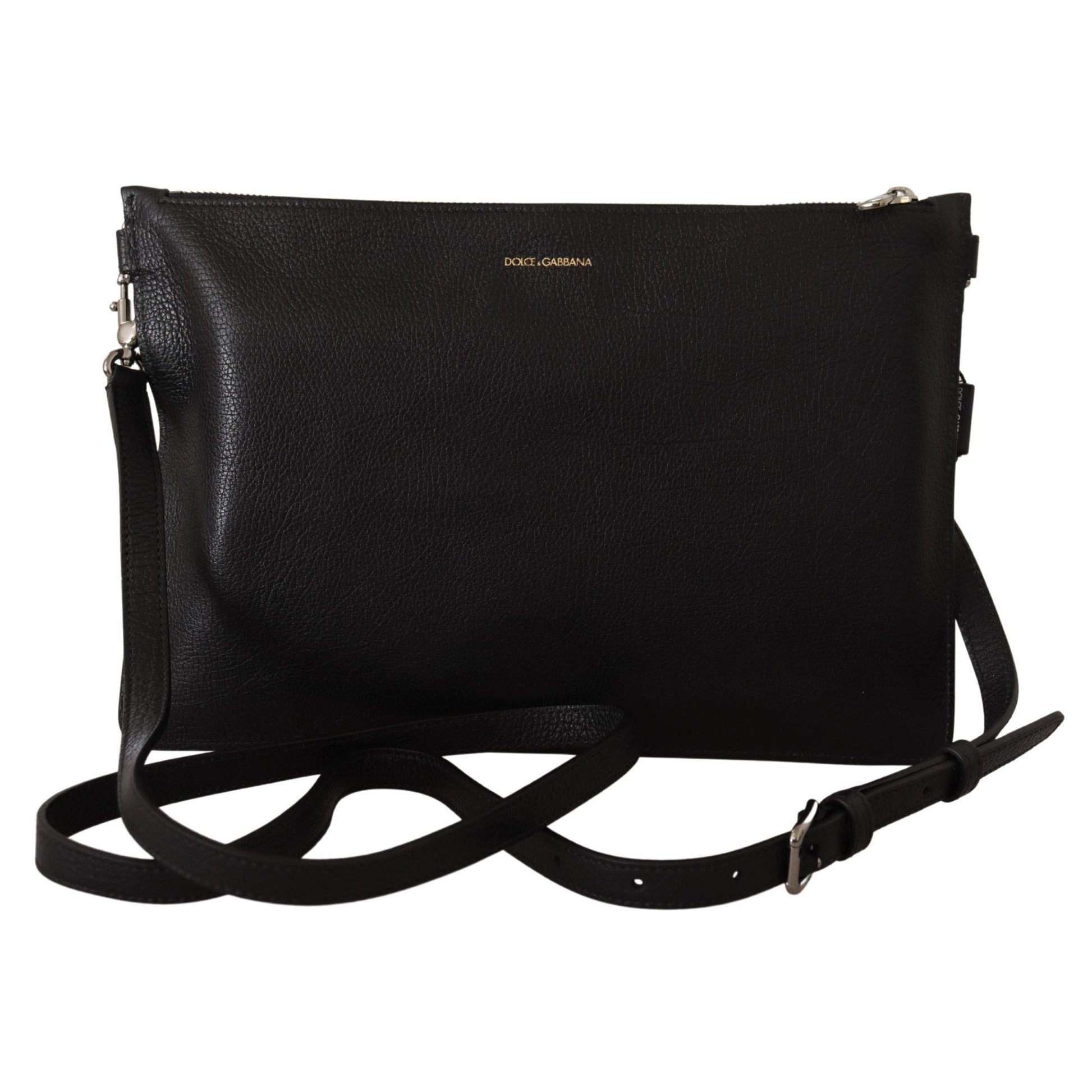 Dolce & Gabbana Black Exotic Leather Shoulder Sling Alta Sartoria Bag