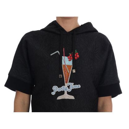 Dolce & Gabbana Black Fairy Tale Crystal Hooded Sweater