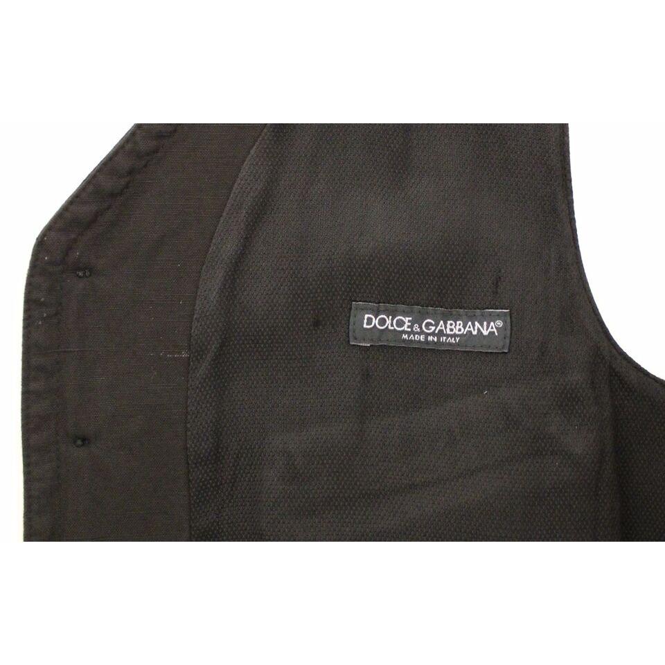 Dolce & Gabbana Black Flax Cotton Dress Vest Blazer
