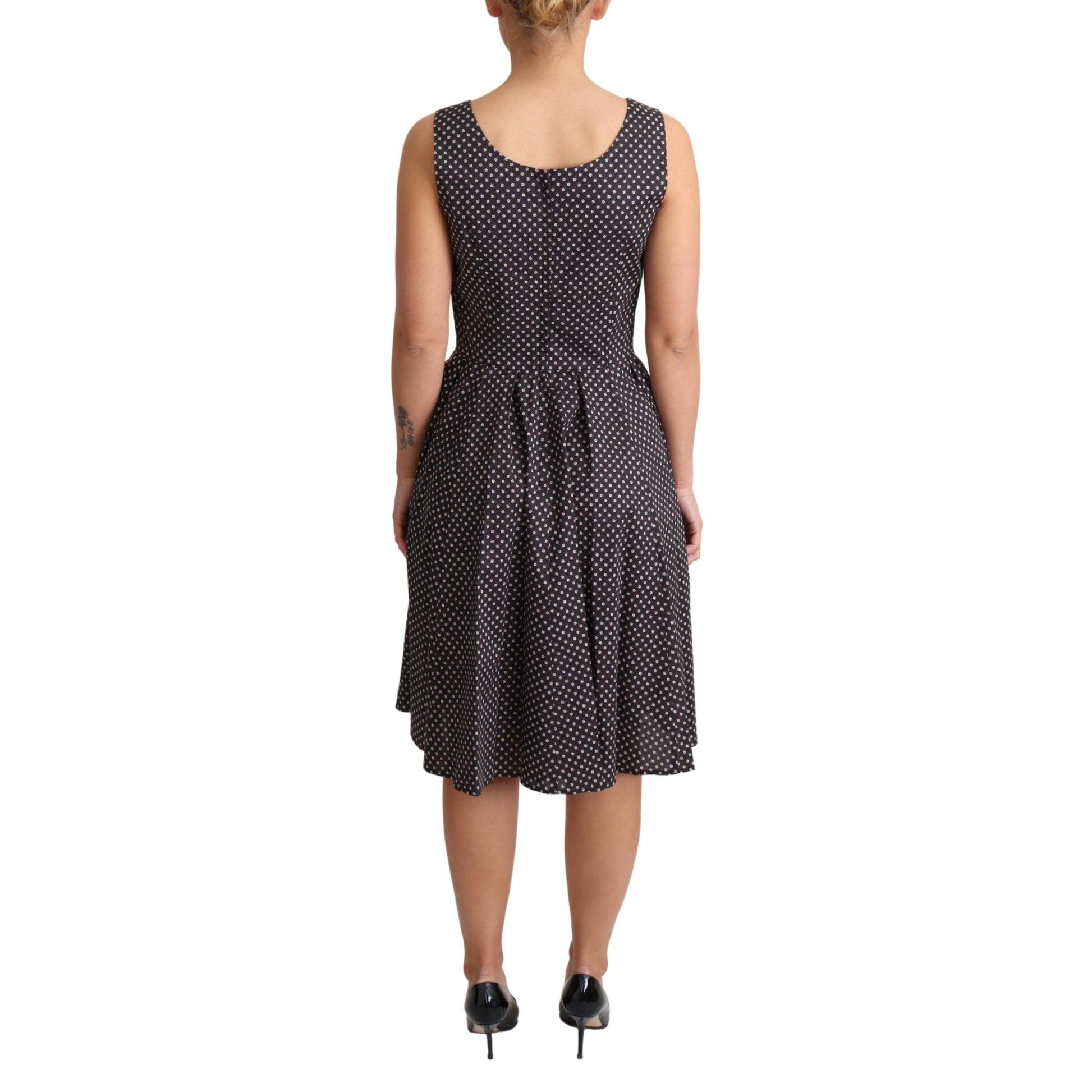 Dolce & Gabbana Black Floral Cotton A-Line Stretch Dress