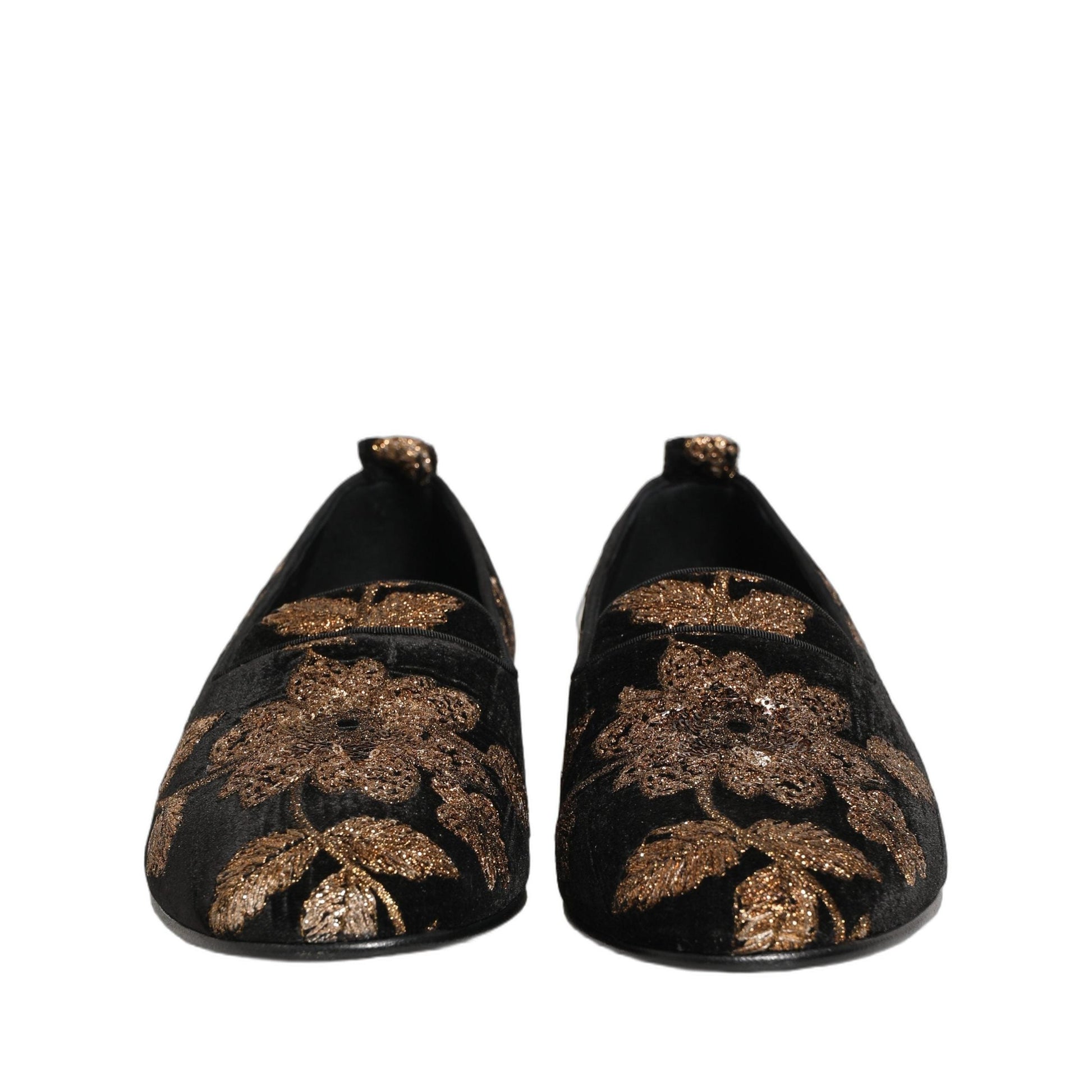Dolce & Gabbana Black Floral Jacquard Dress Loafers Shoes