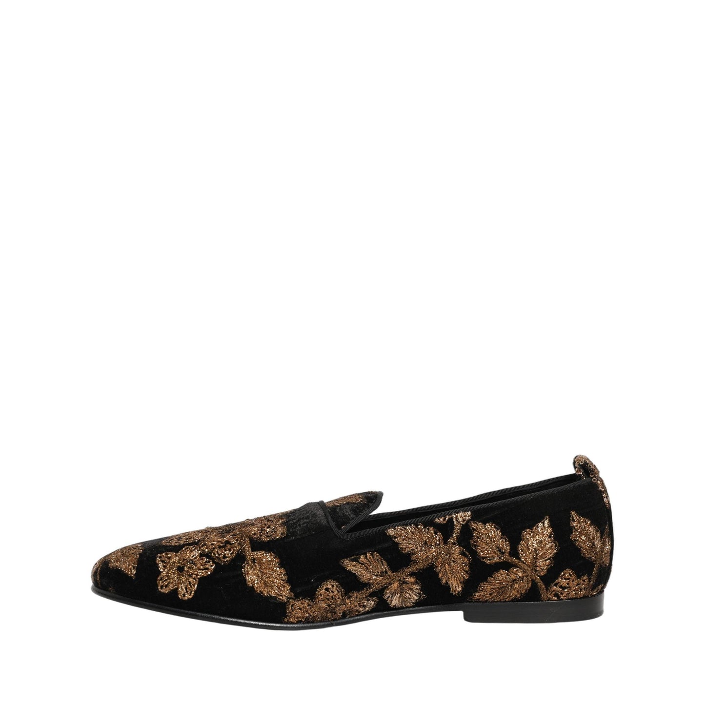 Dolce & Gabbana Black Floral Jacquard Dress Loafers Shoes