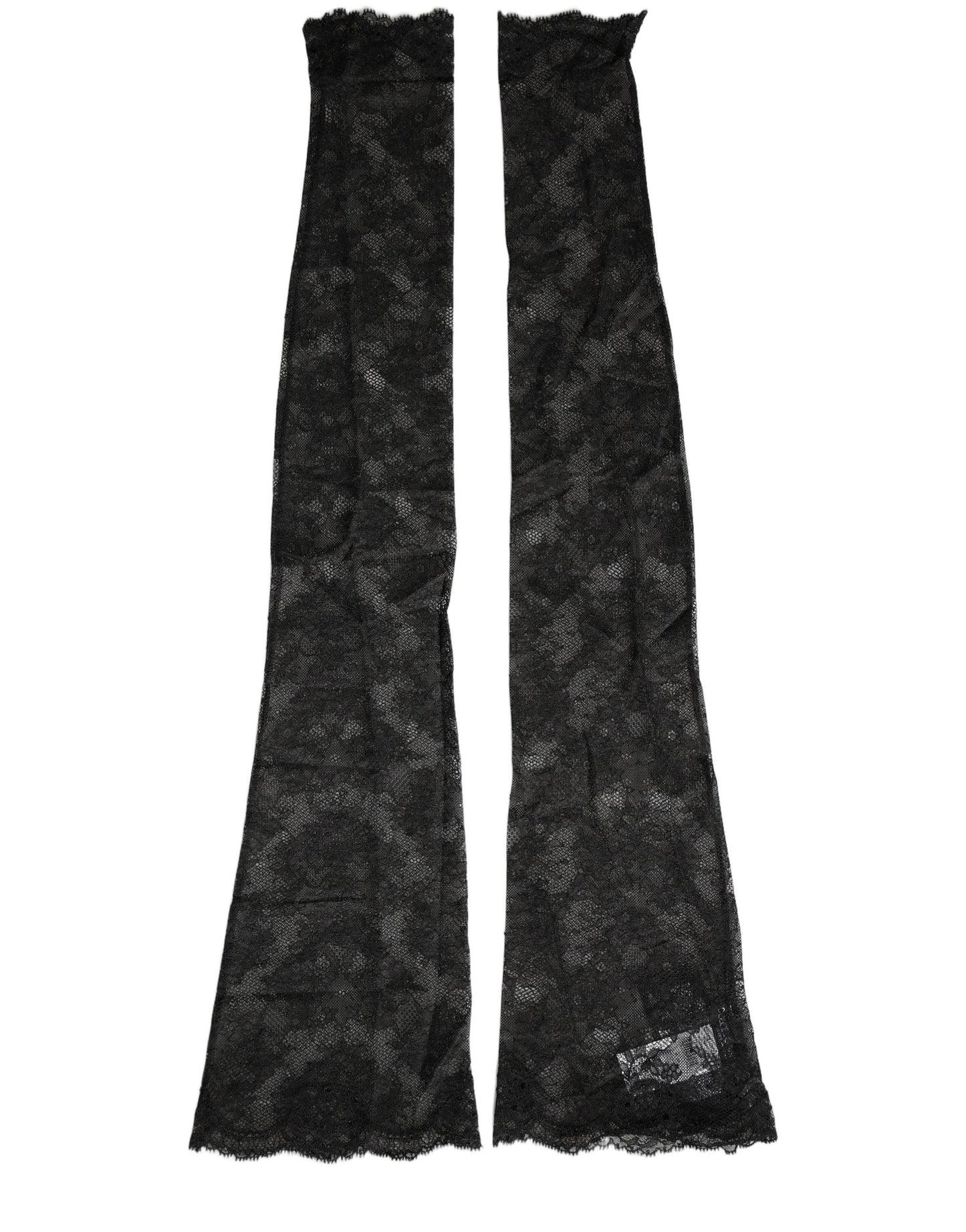 Dolce & Gabbana Black Floral Lace Nylon Stretch Knee High Socks