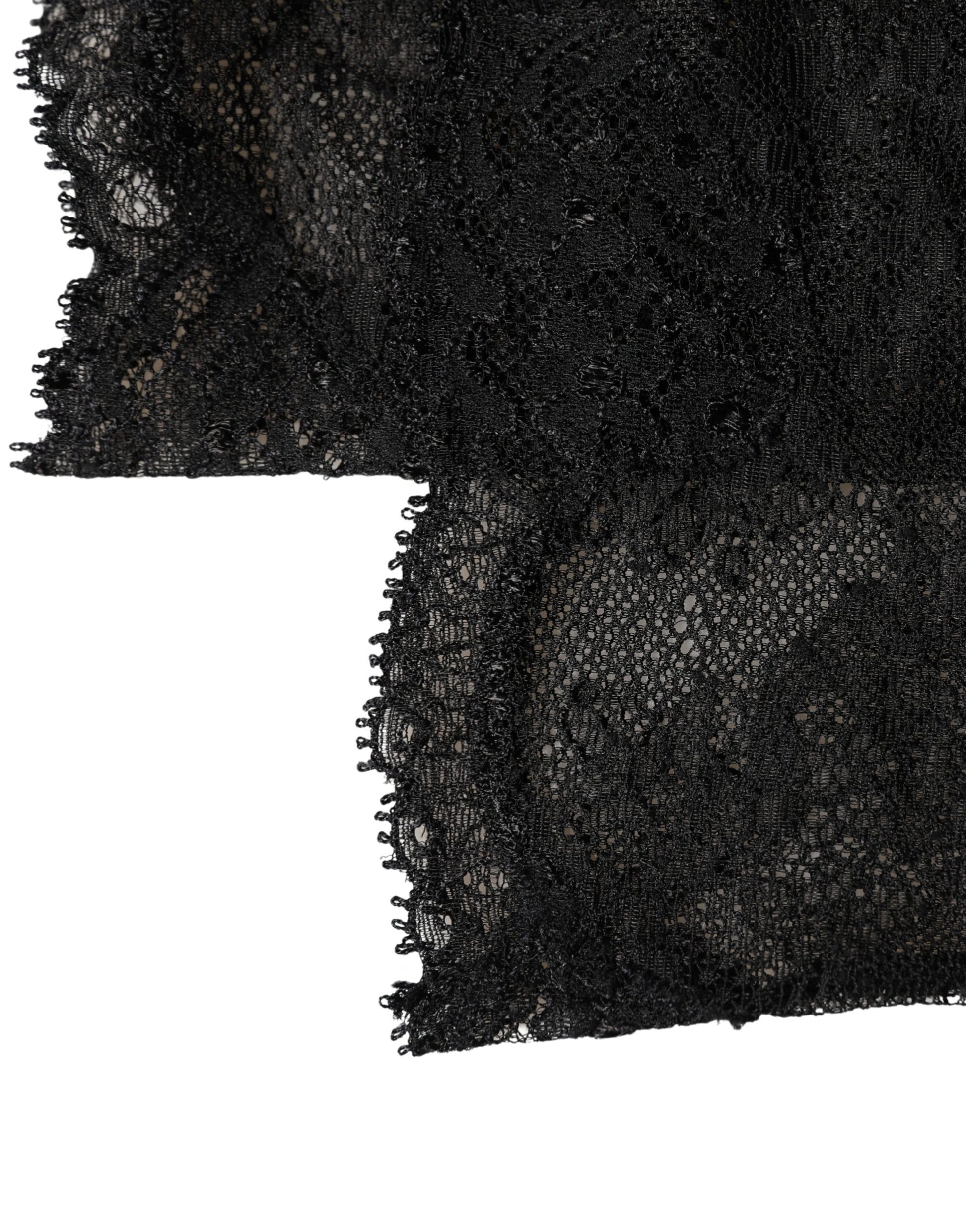 Dolce & Gabbana Black Floral Lace Nylon Stretch Knee High Socks