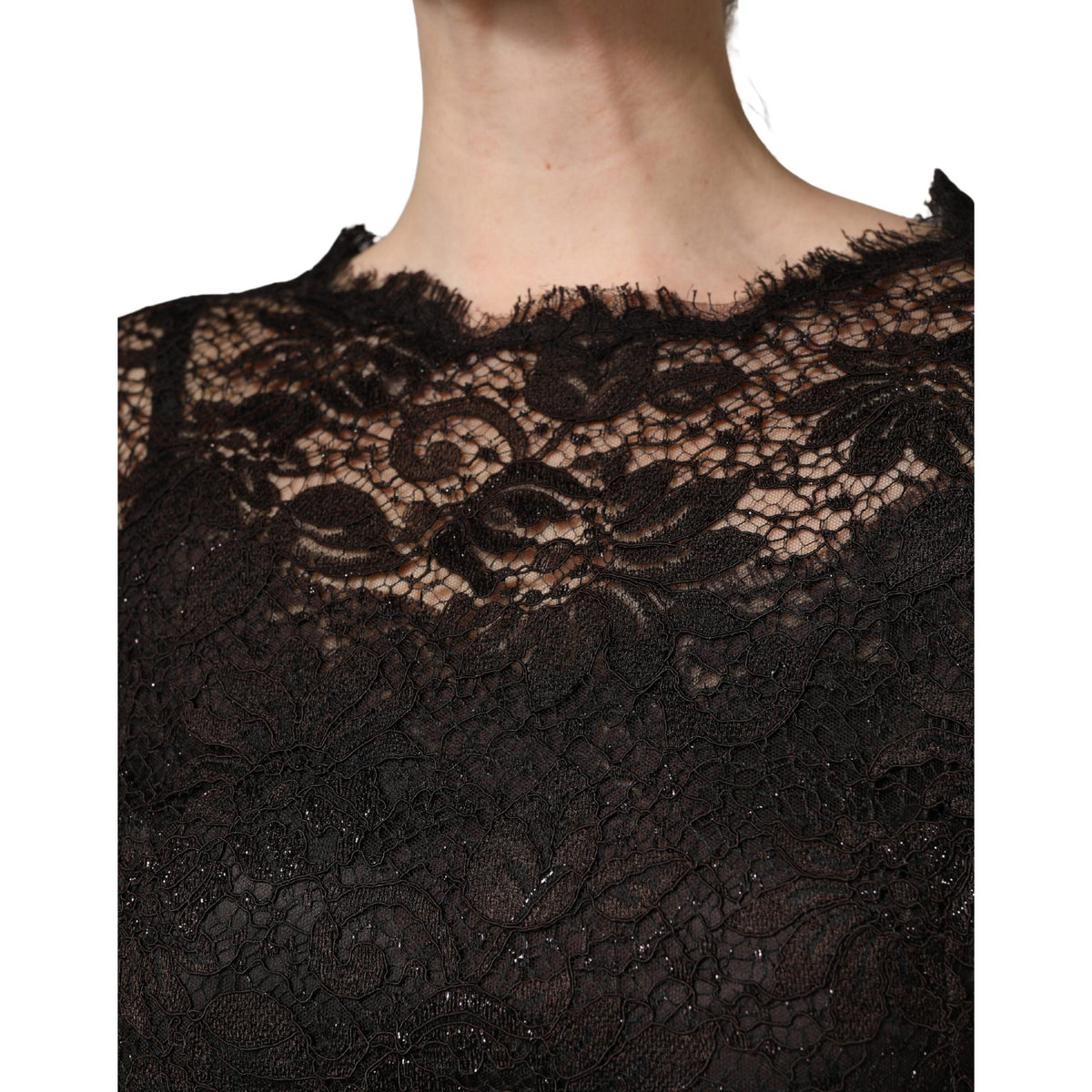 Dolce & Gabbana Black Floral Lace Sheath Long Maxi Dress