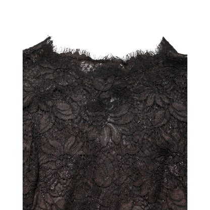 Dolce & Gabbana Black Floral Lace Sheath Long Maxi Dress