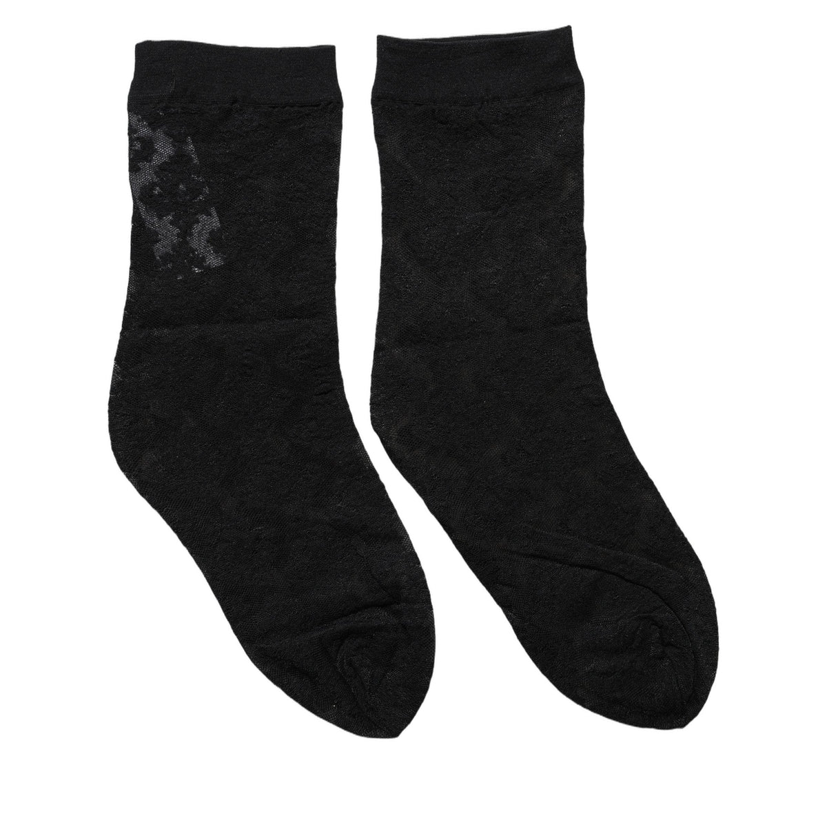 Dolce & Gabbana Black Floral Nylon Stretch Mid Calf Socks