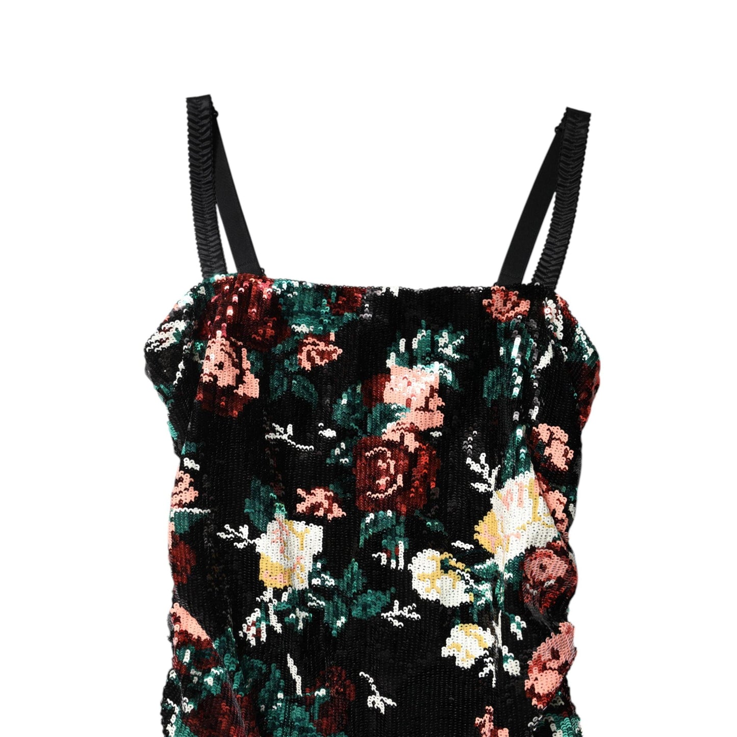 Dolce & Gabbana Black Floral Sequin Sleeveless Sheath Dress