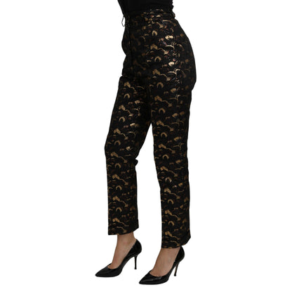 Dolce & Gabbana Black Gold Brocade High Waist Pants