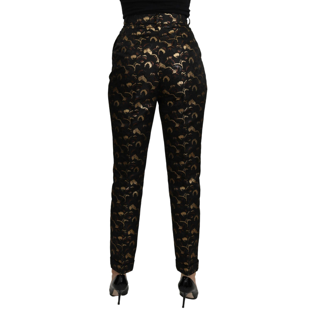 Dolce & Gabbana Black Gold Brocade High Waist Pants