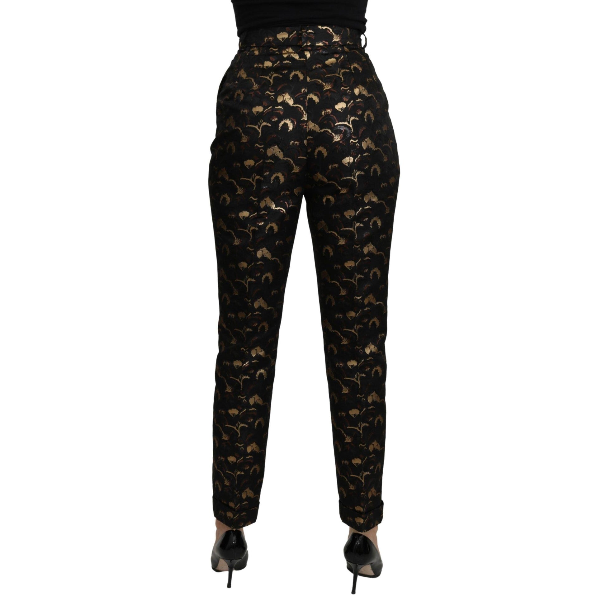 Dolce & Gabbana Black Gold Brocade High Waist Pants