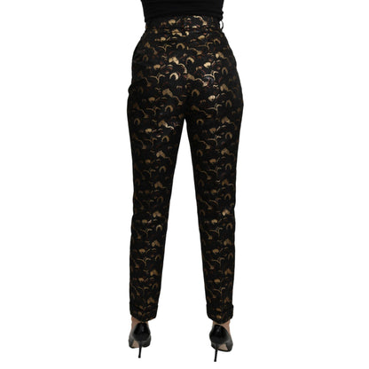 Dolce & Gabbana Black Gold Brocade High Waist Pants