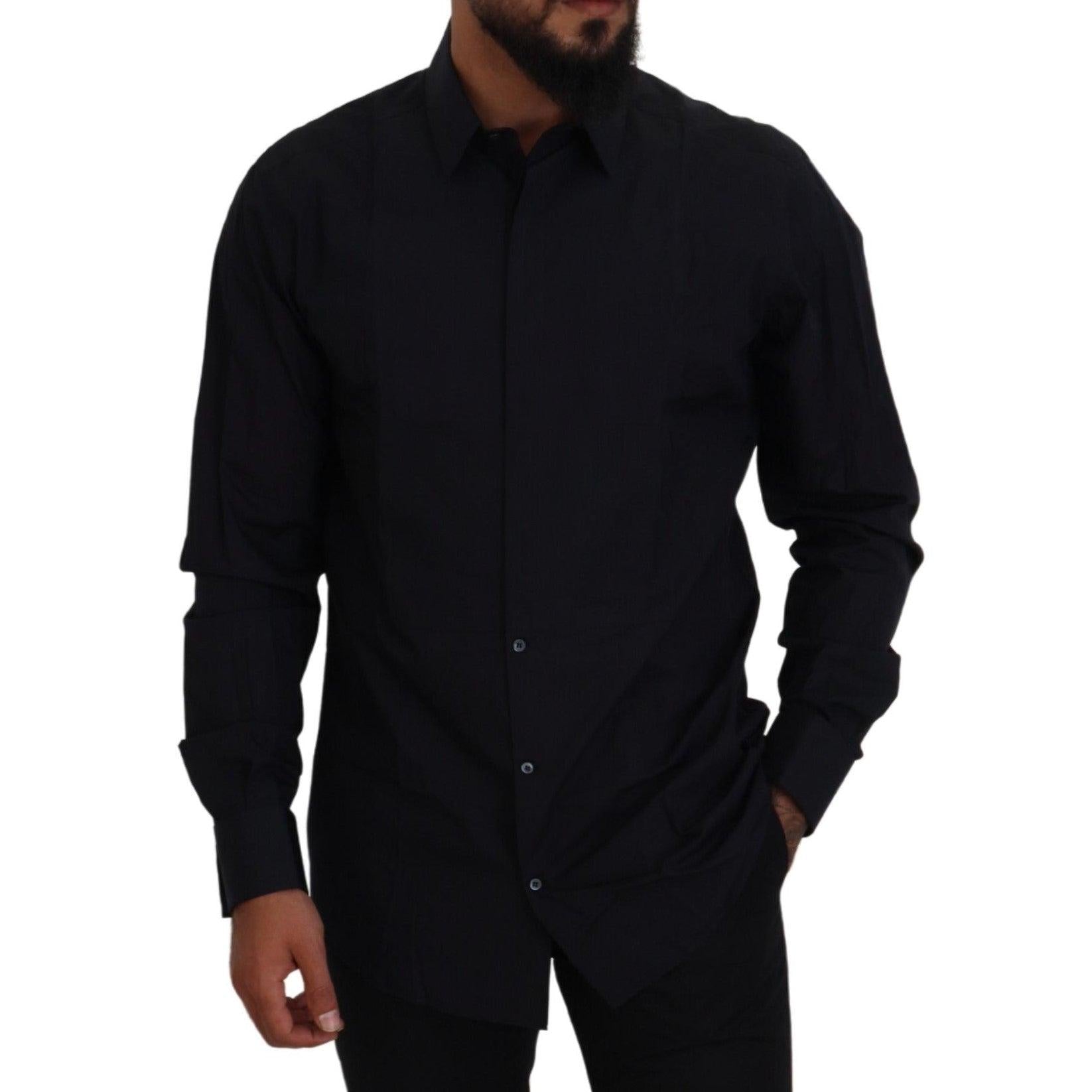 Dolce & Gabbana Black Gold Cotton Slim Fit Dress Mens Shirt