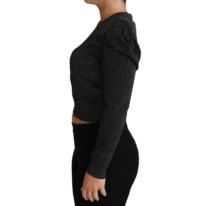 Dolce & Gabbana Black Gold Cropped Women Pullover Sweater