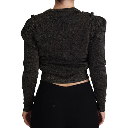 Dolce & Gabbana Black Gold Cropped Women Pullover Sweater