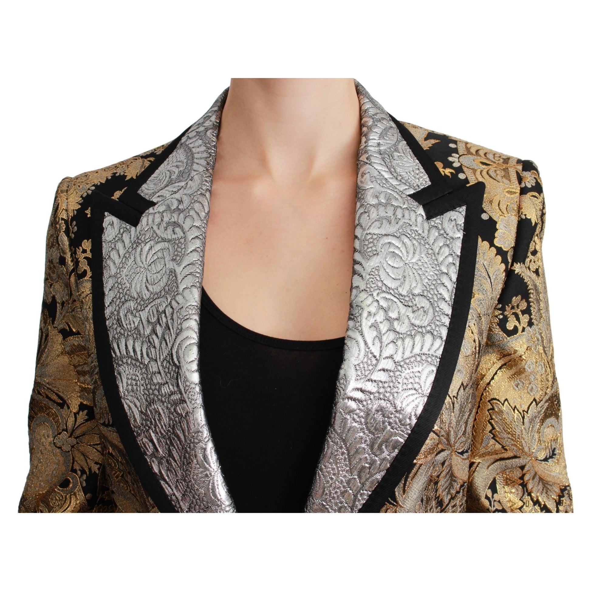 Dolce & Gabbana Black Gold Jacquard Blazer Jacket