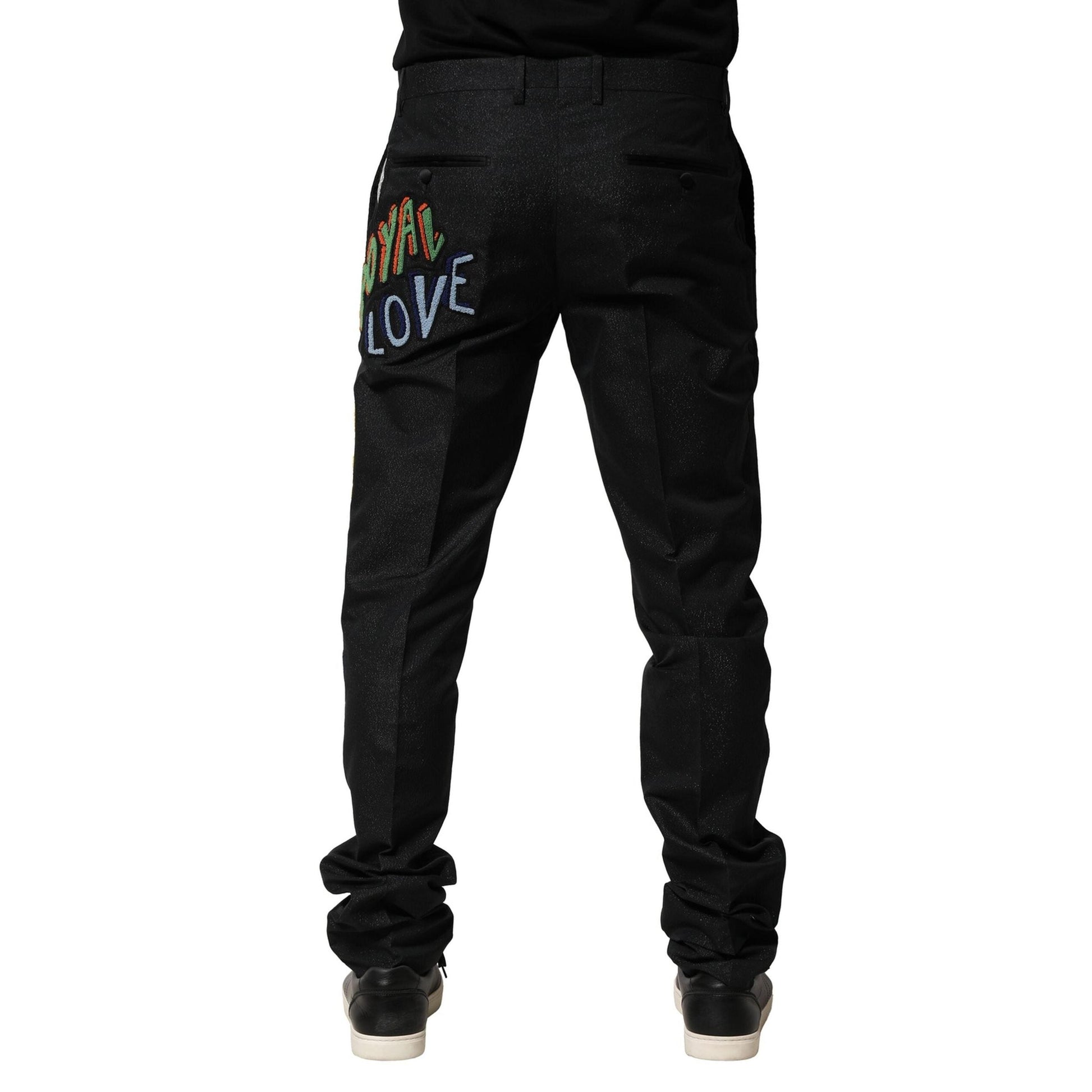 Dolce & Gabbana Black Graphic Embroidery Men Pants