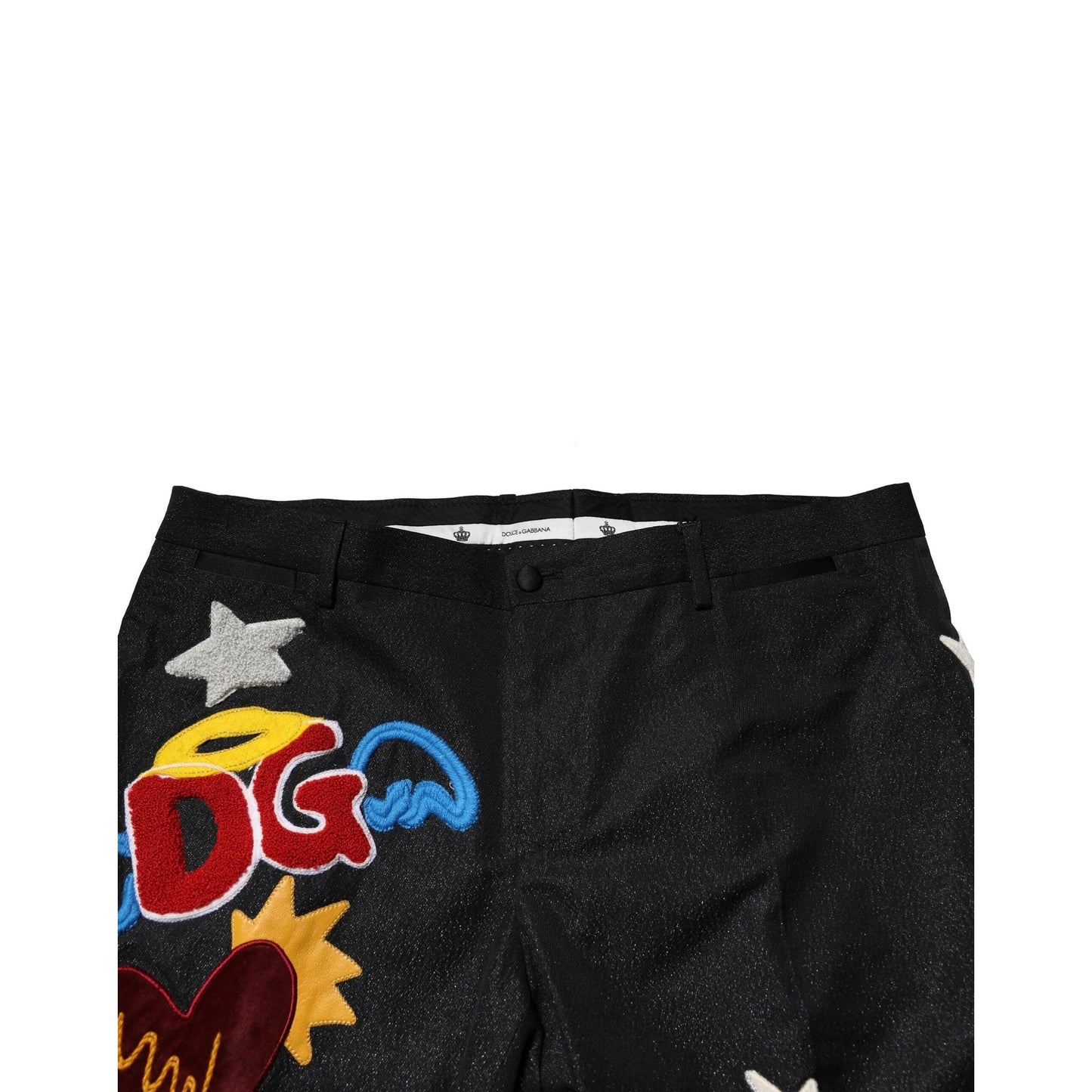 Dolce & Gabbana Black Graphic Embroidery Men Pants
