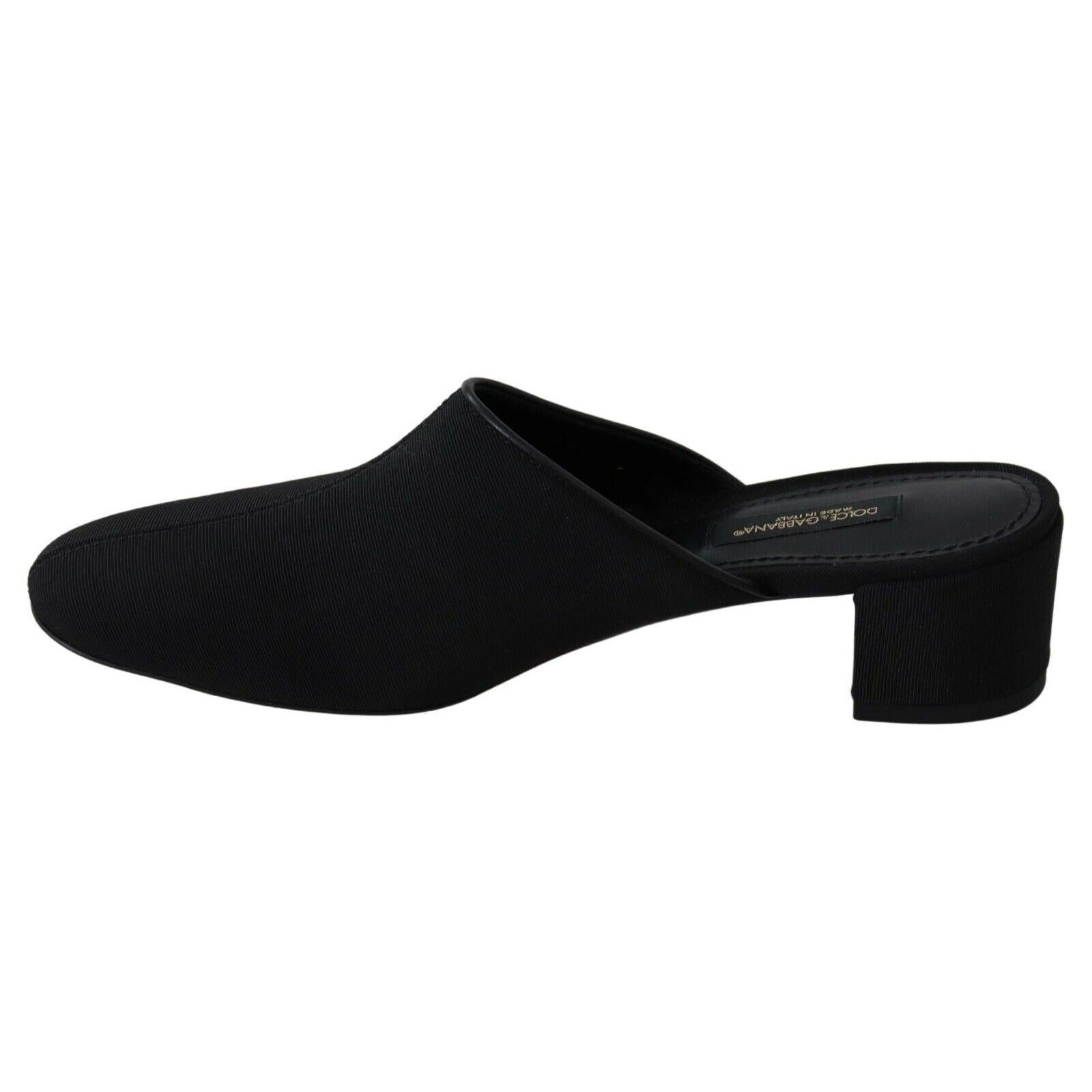 Dolce & Gabbana Black Grosgrain Slides Sandals Women Shoes
