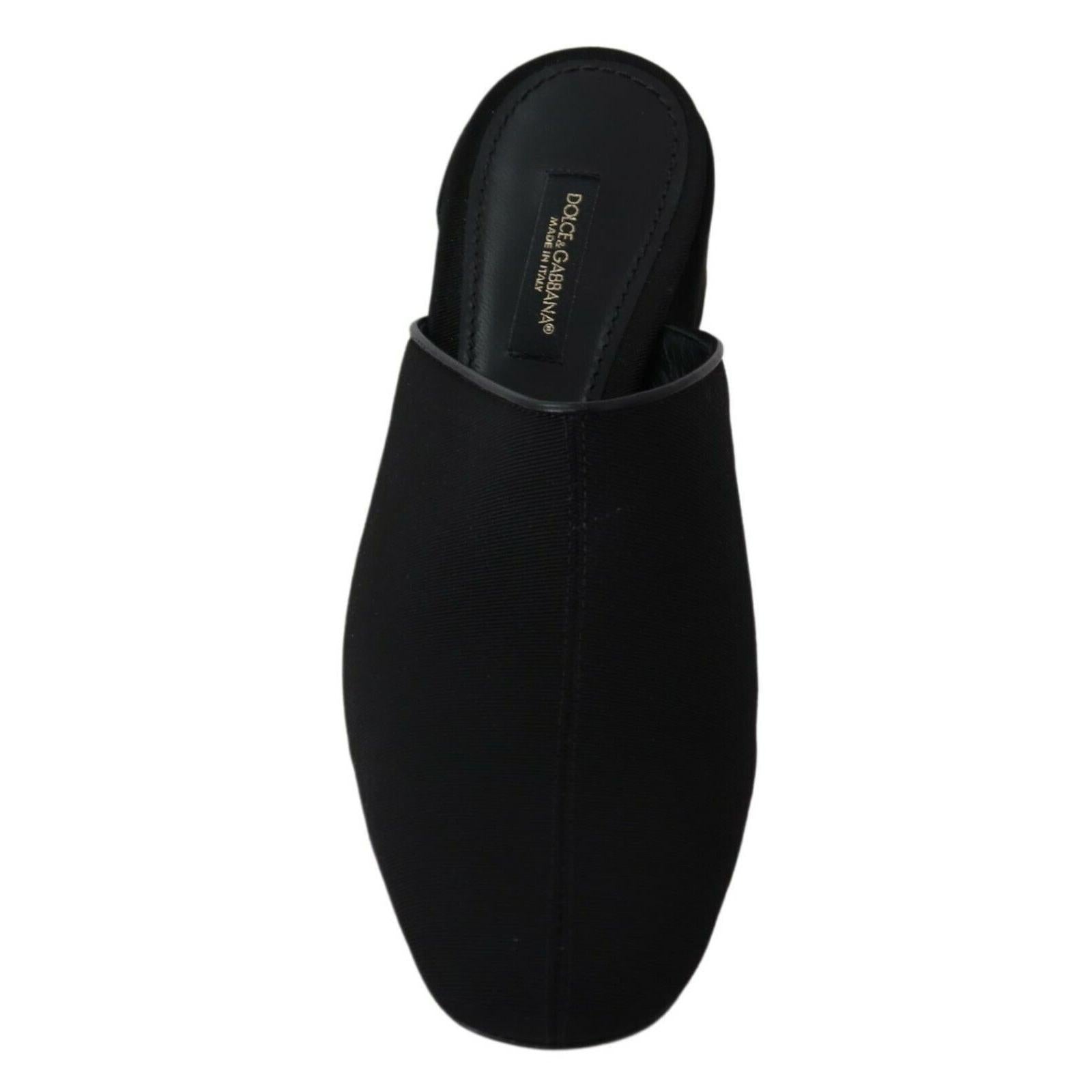 Dolce & Gabbana Black Grosgrain Slides Sandals Women Shoes