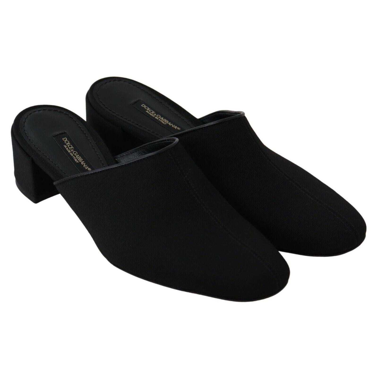 Dolce & Gabbana Black Grosgrain Slides Sandals Women Shoes