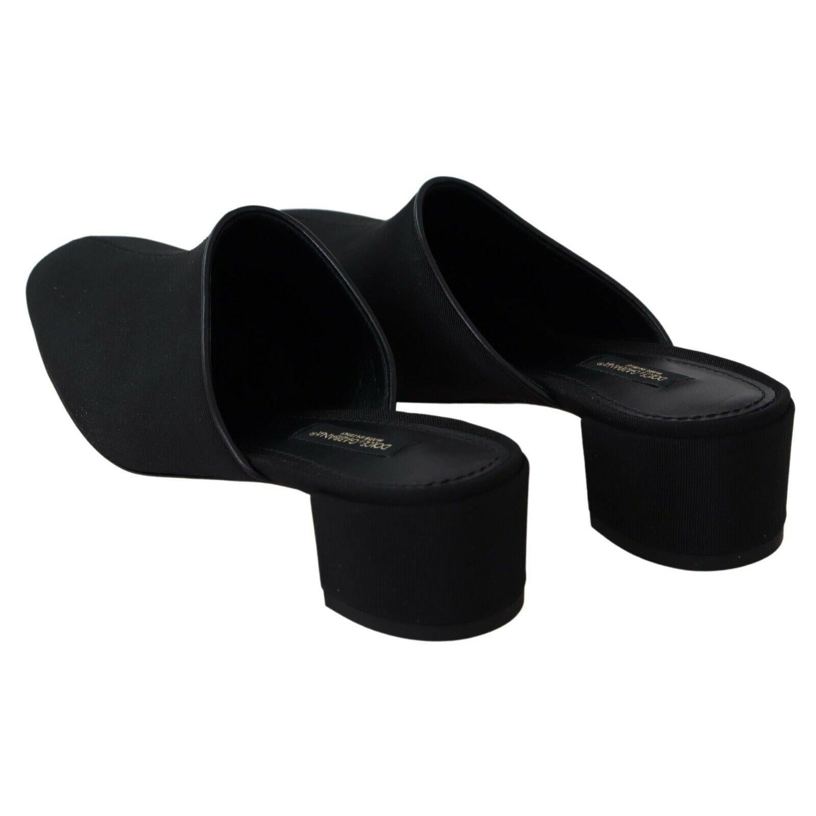 Dolce & Gabbana Black Grosgrain Slides Sandals Women Shoes