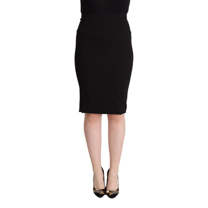 Dolce & Gabbana Black High Waist Knee Length Pencil Cut Skirt