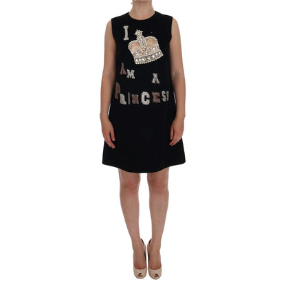 Dolce & Gabbana Black I AM A PRINCESS Crystal Shift Dress