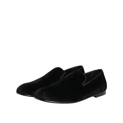 Dolce & Gabbana Black Jacquard Loafers Formal Men Dress Shoes