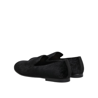 Dolce & Gabbana Black Jacquard Loafers Formal Men Dress Shoes