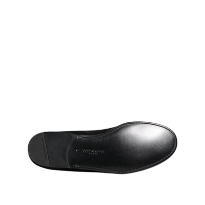 Dolce & Gabbana Black Jacquard Loafers Formal Men Dress Shoes