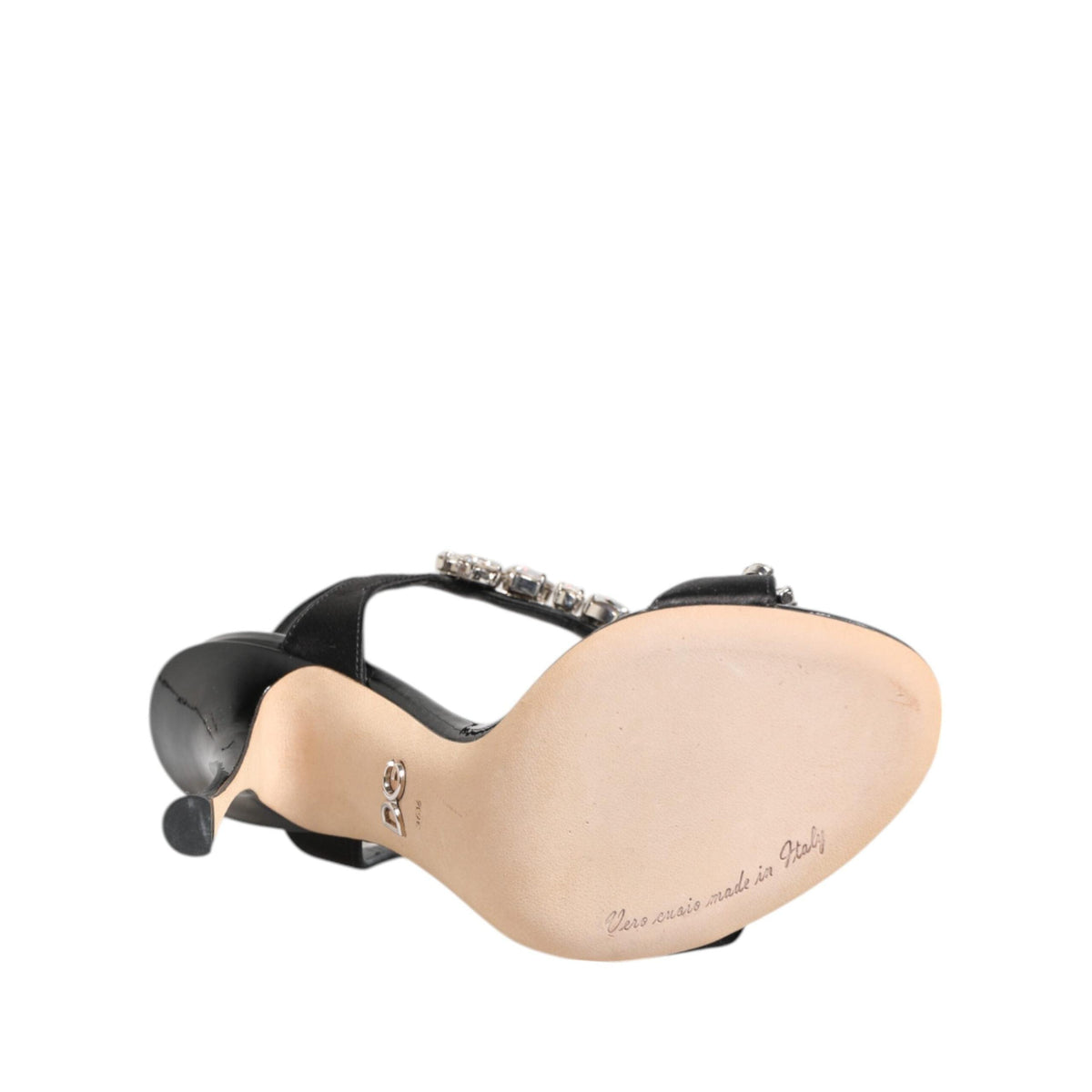 Dolce & Gabbana Black Keira Crystals Heels Sandals Shoes