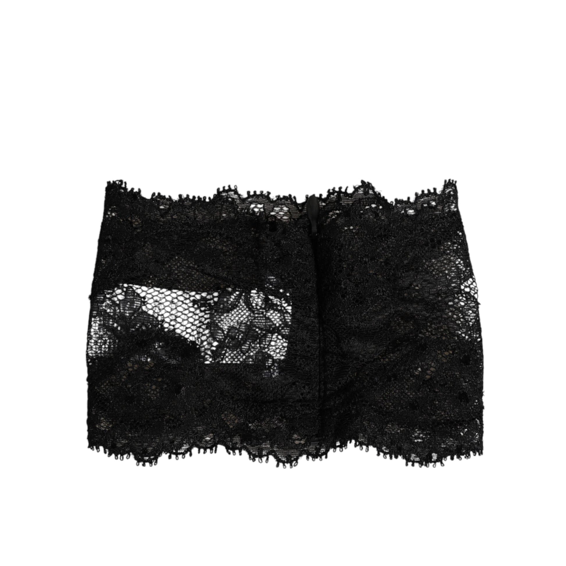 Dolce & Gabbana Black Lace Bandeau Bustier Top Sheer Stretch Underwear
