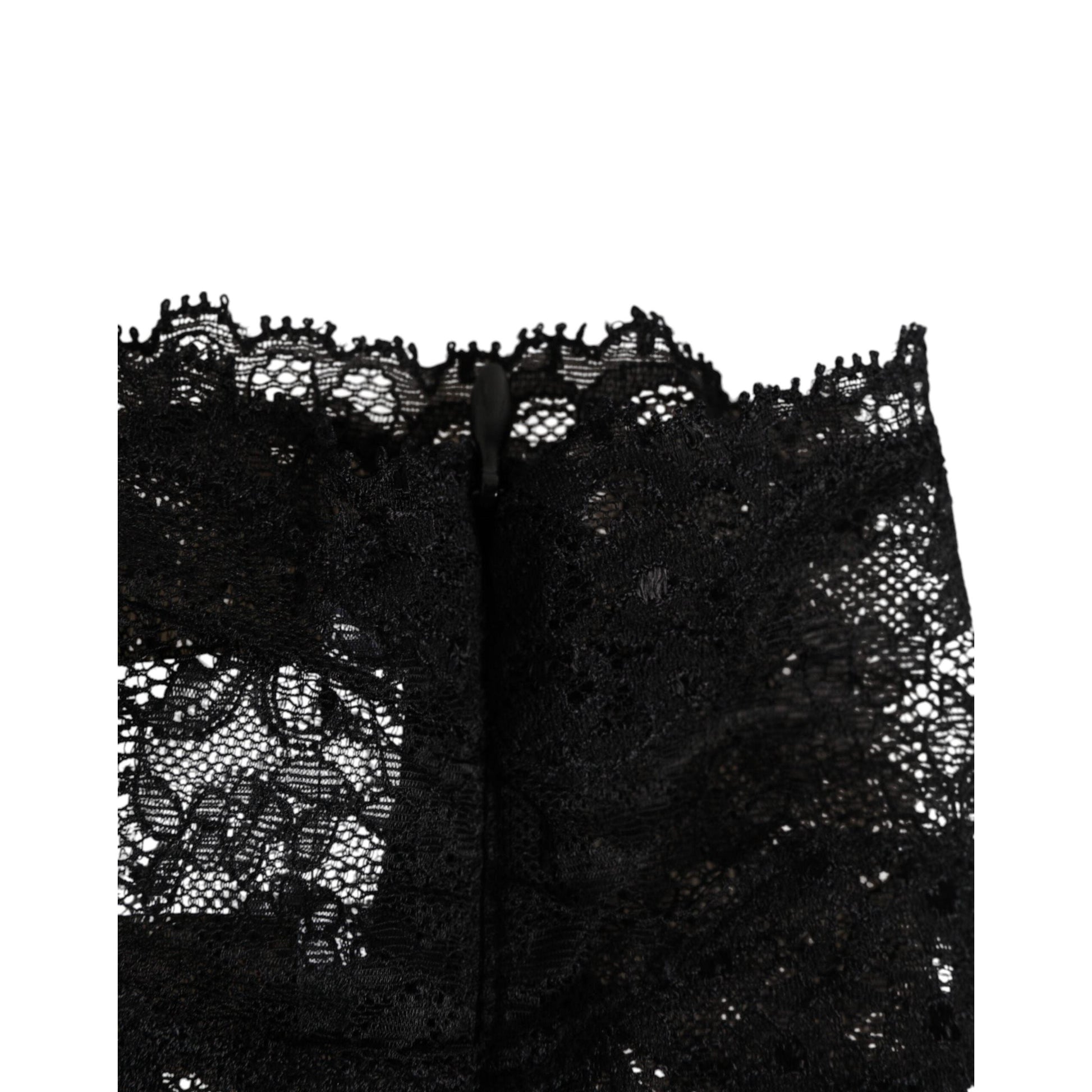 Dolce & Gabbana Black Lace Bandeau Bustier Top Sheer Stretch Underwear
