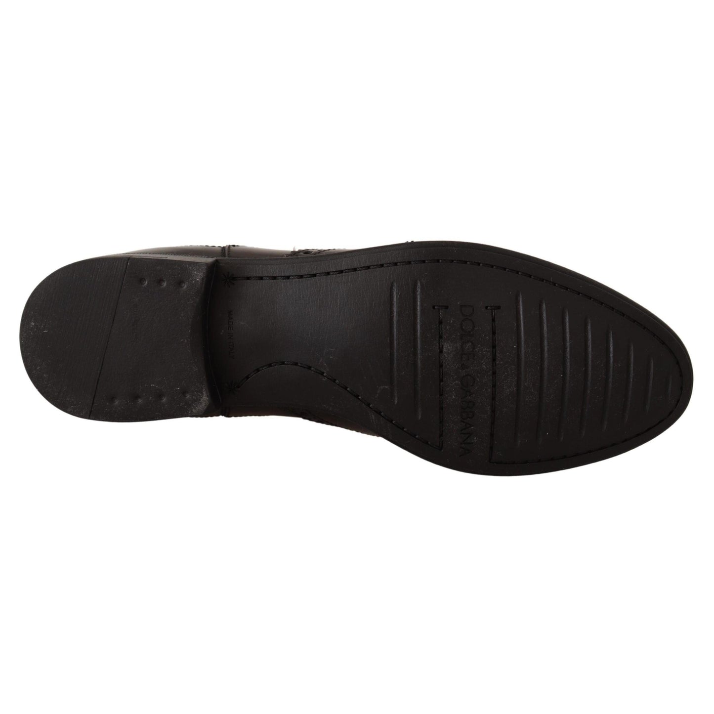 Dolce & Gabbana Black Leather Ankle High Flat Boots Shoes
