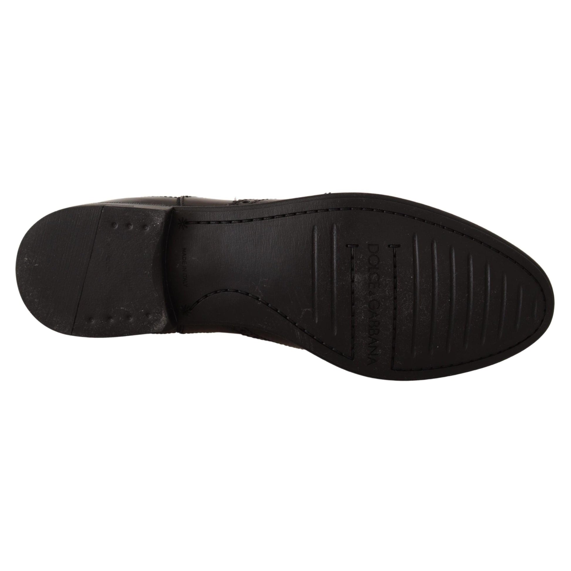 Dolce & Gabbana Black Leather Ankle High Flat Boots Shoes