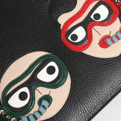 Dolce & Gabbana Black Leather #DGFAMILY Embellished Men Clutch Pouch Bag