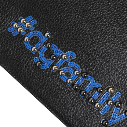 Dolce & Gabbana Black Leather #DGFAMILY Embellished Men Clutch Pouch Bag