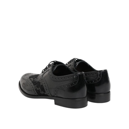 Dolce & Gabbana Black Leather Floral Lace Dress Formal Shoes