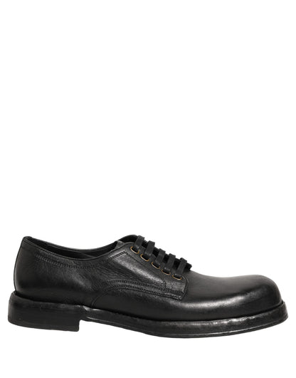 Dolce & Gabbana Black Leather Lace Up Derby Dress Men Shoes